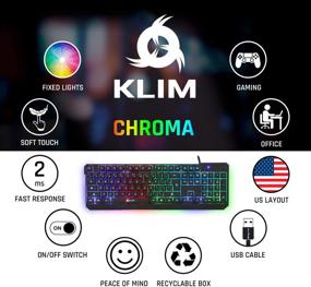 img 1 attached to 🎮 KLIM Chroma Gaming Keyboard - Wired USB + Latest 2022 Edition + Durable, Ergonomic, Waterproof, Silent Keyboard + 2 ms Response Time + Backlit Keyboard for PC Mac PS4 PS5 + Black