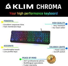 img 3 attached to 🎮 KLIM Chroma Gaming Keyboard - Wired USB + Latest 2022 Edition + Durable, Ergonomic, Waterproof, Silent Keyboard + 2 ms Response Time + Backlit Keyboard for PC Mac PS4 PS5 + Black
