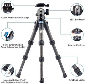 img 3 attached to 📷 SIRUI AM-223 Carbon Fiber Camera Tripod: Mini Travel Tripod with Compact Desktop Design, 360° B-00K Ball Head, Arca Swiss Quick Release Plate, and 15KG Load Capacity