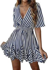 img 4 attached to PRETTYGARDEN Women's Striped Pleated Sleeve Dress: Trendy Fashion for Women