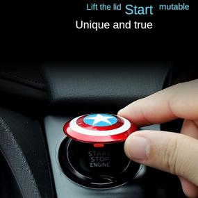 img 2 attached to 🚀 Universal Car Engine Start Stop Button Cover | Captain America and Iron Man Ring Decor | Push Start Button Ignition Protective Cover | Anti-Scratch Stickers | Pack of 2