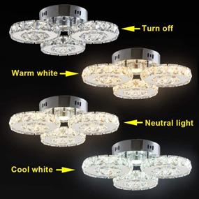 img 2 attached to TongLan Crystal Pendant Ceiling Light Fixture Flush Mount Stainless Steel 3 Rings Big Modern LED Chandelier For Dining Room Living Room Bedroom (Dimmable)