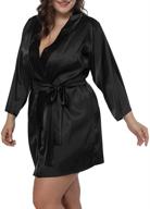 👘 allegrace plus size satin kimono robes with wrap front and belt – short pajamas logo