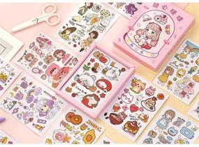 img 1 attached to 🌸 50 Sheets Kawaii Washi Stickers Set - Cute Girl Cartoon Animal Ice Cream Food Fruit DIY Label Sticker Decoration for Scrapbooking Journal Book Planner Diary Album Envelope Card