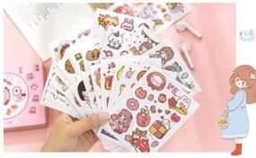 img 2 attached to 🌸 50 Sheets Kawaii Washi Stickers Set - Cute Girl Cartoon Animal Ice Cream Food Fruit DIY Label Sticker Decoration for Scrapbooking Journal Book Planner Diary Album Envelope Card