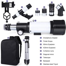 img 3 attached to 🌌 High-Performance Astronomical Telescope for Adults, Kids, and Beginners - 70mm Aperture 400mm FMC Optic - Portable Refractor Telescope with Adjustable Tripod, Finder Scope, and Phone Adapter for Optimal Moon and Planet Viewing Experience