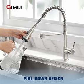 img 3 attached to 🚰 GIMILI Kitchen Faucet with Pull Down Sprayer - High Arc Single Handle Spring Kitchen Sink Faucet - Brushed Nickel Commercial Modern Stainless Steel Kitchen Faucets - RV Grifos De Cocina