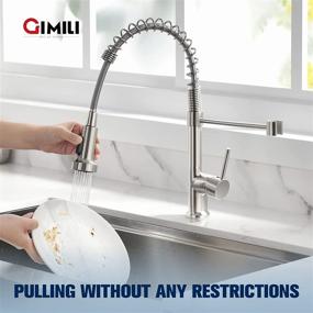 img 2 attached to 🚰 GIMILI Kitchen Faucet with Pull Down Sprayer - High Arc Single Handle Spring Kitchen Sink Faucet - Brushed Nickel Commercial Modern Stainless Steel Kitchen Faucets - RV Grifos De Cocina