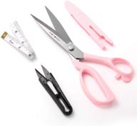 🌸 fabric scissors with cover, sewing scissors and 60-inch tape measure, 9-inch stainless steel tailor shears, ideal for home/office fabric, paper, and craft cutting in pink logo