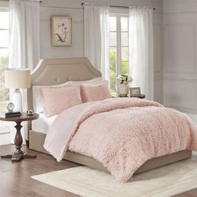 img 3 attached to 🌸 Madison Park Nova Full/Queen Size Blush Pink Luxury Soft Mohair Reverse Faux Mink Comforter Set