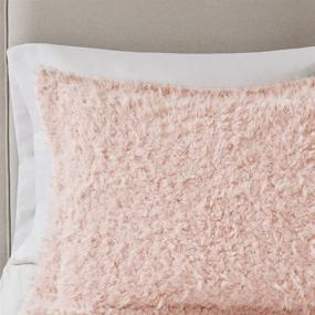 img 2 attached to 🌸 Madison Park Nova Full/Queen Size Blush Pink Luxury Soft Mohair Reverse Faux Mink Comforter Set