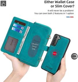 img 3 attached to QIXIU Galaxy S21 Wallet Case with Card Holder - Magnetic Detachable 2-in-1 Flip Leather Cover (13 Card Slots), Kickstand, Cross-Body Functionality (Blue)