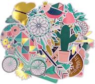 versatile scrapbook stickers: 33pcs cardstock spring, floral, and masking stickers for personalizing laptop, scrapbook, planner, and crafts logo