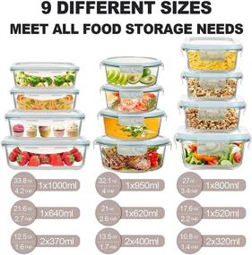 img 3 attached to 🍽️ ROSOS Glass Food Storage Containers with Lids 24 Pieces, Airtight Glass Meal Prep Containers BPA Free & Leak Proof, Blue, Microwave/Oven/Dishwasher Safe - 12 Set