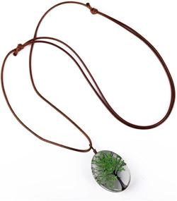 img 2 attached to FM FM42 Life of Tree Queen Anne's Lace Dried Flowers Necklace - Exquisite Oval Pendant in Multi Colors (4 Colors)