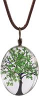 fm fm42 life of tree queen anne's lace dried flowers necklace - exquisite oval pendant in multi colors (4 colors) logo