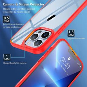 img 2 attached to 📱 JUSTCOOL iPhone 13 Pro Case: Crystal Clear, Military-Grade Shock Protection, Red/Clear 6.1" - 2021 Released