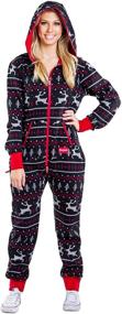 img 2 attached to 🎄 Comfy Cozy Black and Red Fair Isle Reindeer Ugly Christmas Sweater Jumpsuit by Tipsy Elves - Perfect for Men and Women