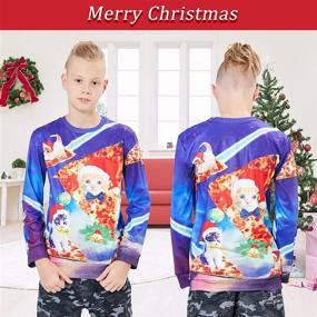 img 3 attached to Funnycokid Kids Ugly Christmas Sweatshirt - Funny 3D Print Xmas Fleece Jumper for Boys & Girls (4-16Y)