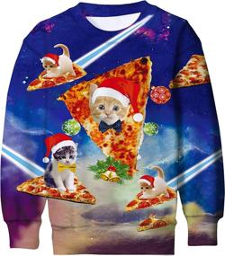 img 4 attached to Funnycokid Kids Ugly Christmas Sweatshirt - Funny 3D Print Xmas Fleece Jumper for Boys & Girls (4-16Y)