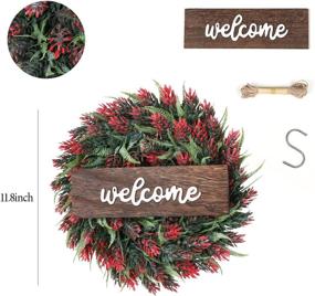 img 3 attached to Artificial Christmas Wreath with Welcome Sign for Front Door - Red, Outdoor/Party/Wedding/Home Decorations