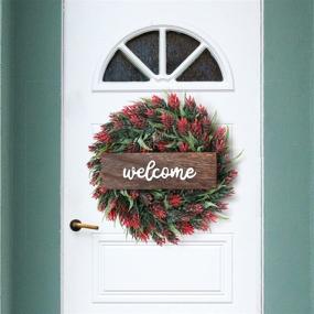 img 2 attached to Artificial Christmas Wreath with Welcome Sign for Front Door - Red, Outdoor/Party/Wedding/Home Decorations