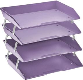img 4 attached to 💜 Acrimet 4 Tier Side Load Plastic Desktop Letter Tray File Organizer - Solid Purple Color