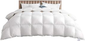img 4 attached to 🛏️ 90x90'' Queen Size Goose Down Comforter - White All Season Duvet Insert, Lightweight Soft Fluffy with Reversible 3D Baffle Box Design, European Quality Warmth, 35oz Ivory White, 9 Tog Rating