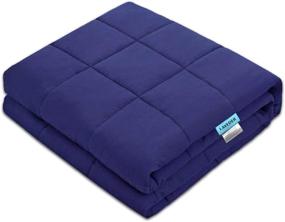 img 4 attached to 🌑 Laveder 7lb Weighted Blanket for Kids and Adults - Twin Size 41'' x 60'' Premium Cotton Heavy Blanket with Glass Beads for Deep Sleep, Navy