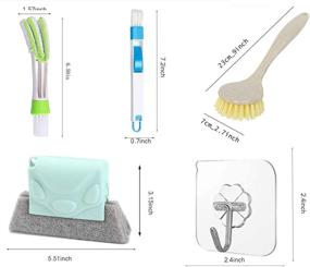 img 3 attached to Versatile 11pcs Cleaning Brush Set for Deep Cleaning: Windows, Grooves, Air Conditioning, Curtains, Dishwashing. Ideal for Kitchen, Bathroom, and More! Includes 6 Transparent Hooks.