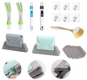 img 4 attached to Versatile 11pcs Cleaning Brush Set for Deep Cleaning: Windows, Grooves, Air Conditioning, Curtains, Dishwashing. Ideal for Kitchen, Bathroom, and More! Includes 6 Transparent Hooks.