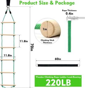 img 1 attached to Wooden Rope Ladder Swing Set: Fun Climbing Equipment for Kids of All Ages