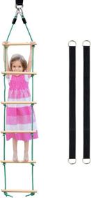 img 4 attached to Wooden Rope Ladder Swing Set: Fun Climbing Equipment for Kids of All Ages