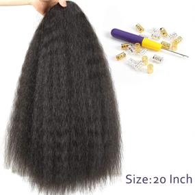 img 2 attached to 🔥 Модная прическа FASHION IDOL Yaki Straight Crochet Hair 20 дюймов - натуральная волна и волна воды для черных женщин (натуральный черный 1B)