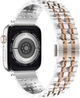 📱 новый ремешок из нержавеющей стали newways для apple watch 42mm 44mm series 3 4 5 6 - металлический ремешок для мужчин и женщин, серебряный/розовое золото. логотип