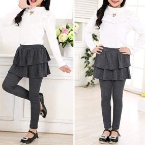 img 3 attached to Auranso Little Girls Footless Leggings with Ruffle Tutu Skirt Pants: Stylish & Comfortable 2-12 Years
