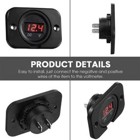 img 1 attached to High-Quality 4-Piece Waterproof Car Voltmeter with LED Digital Display Panel and Mounting ⚡ Plate - Ideal for Boat, Vehicle, Motorcycle, Truck, ATV, UTV (Red, DC 12V 24V)