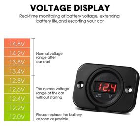 img 3 attached to High-Quality 4-Piece Waterproof Car Voltmeter with LED Digital Display Panel and Mounting ⚡ Plate - Ideal for Boat, Vehicle, Motorcycle, Truck, ATV, UTV (Red, DC 12V 24V)