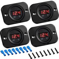 high-quality 4-piece waterproof car voltmeter with led digital display panel and mounting ⚡ plate - ideal for boat, vehicle, motorcycle, truck, atv, utv (red, dc 12v 24v) logo