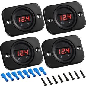 img 4 attached to High-Quality 4-Piece Waterproof Car Voltmeter with LED Digital Display Panel and Mounting ⚡ Plate - Ideal for Boat, Vehicle, Motorcycle, Truck, ATV, UTV (Red, DC 12V 24V)