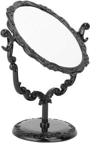 img 3 attached to leorx Vintage Acrylic Rose Pattern Rotatable Desktop Vanity Mirror for Bedroom Bathroom - Black