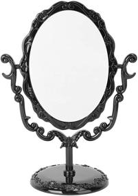 img 4 attached to leorx Vintage Acrylic Rose Pattern Rotatable Desktop Vanity Mirror for Bedroom Bathroom - Black