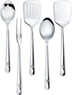 upgrade your kitchen with concord 5 piece premium stainless steel utensil set - mirror polished with spatula logo