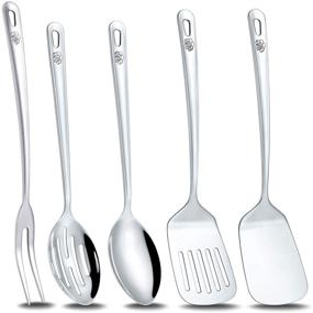 img 1 attached to Upgrade Your Kitchen with CONCORD 5 Piece Premium Stainless Steel Utensil Set - Mirror Polished with Spatula