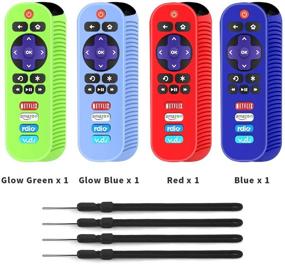 img 3 attached to 📺 TOLUOHU RC280 TCL Roku TV Remote Control Case Cover Silicone (4 Pack) - Glow in the Dark, Shockproof, with Lanyard - Protect and Personalize Your RC280 TCL Roku TV Remote Skin Sleeve