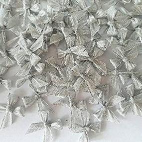 img 1 attached to Sparkling 100 Pcs Mini Silver 🎀 Ribbon Bows: Ideal for Crafts & Party Decorations