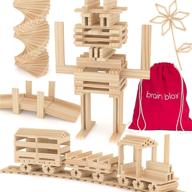 wooden building 🧱 blocks by brain blox logo