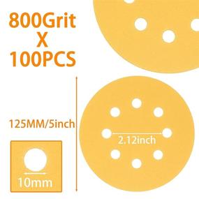 img 3 attached to 🪚 100-Pack of 5-Inch 8-Hole 800 Grit Sanding Discs with Hook and Loop for Random Orbital Sander Sandpaper