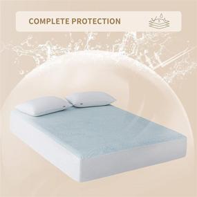 img 1 attached to JET'S HOME Queen Mattress Protector - Waterproof Fitted Bamboo Mattress Cover with 5-Sided Protection, Breathable & Ultra Soft Terry Mattress Pad Cover