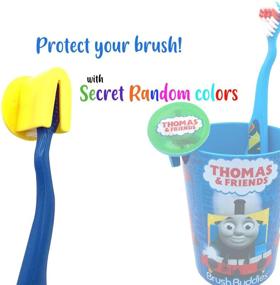 img 3 attached to 🦷 Зубная щетка Thomas Premium Soft Bristle Toothbrush Set - набор из ручной зубной щетки, защитного крышечки и полоскательной чашки для детей - идеальный подарок на день рождения и предметы праздничного настроения для мальчиков и девочек.